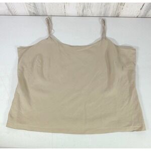 Spiegel Camisole 24W Beige 100% Linen Spaghetti Strap Scoop Neck Tank READ